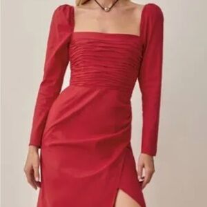 Reformation Issac Dress in Cherry